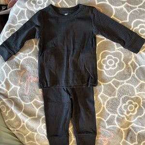 H&M black Ribbed Organic cotton two piece set